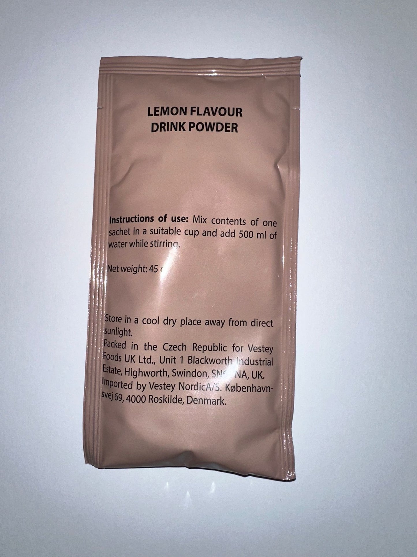 British Army Ration - Lemon Fruit Flavour Drink Powder 45g