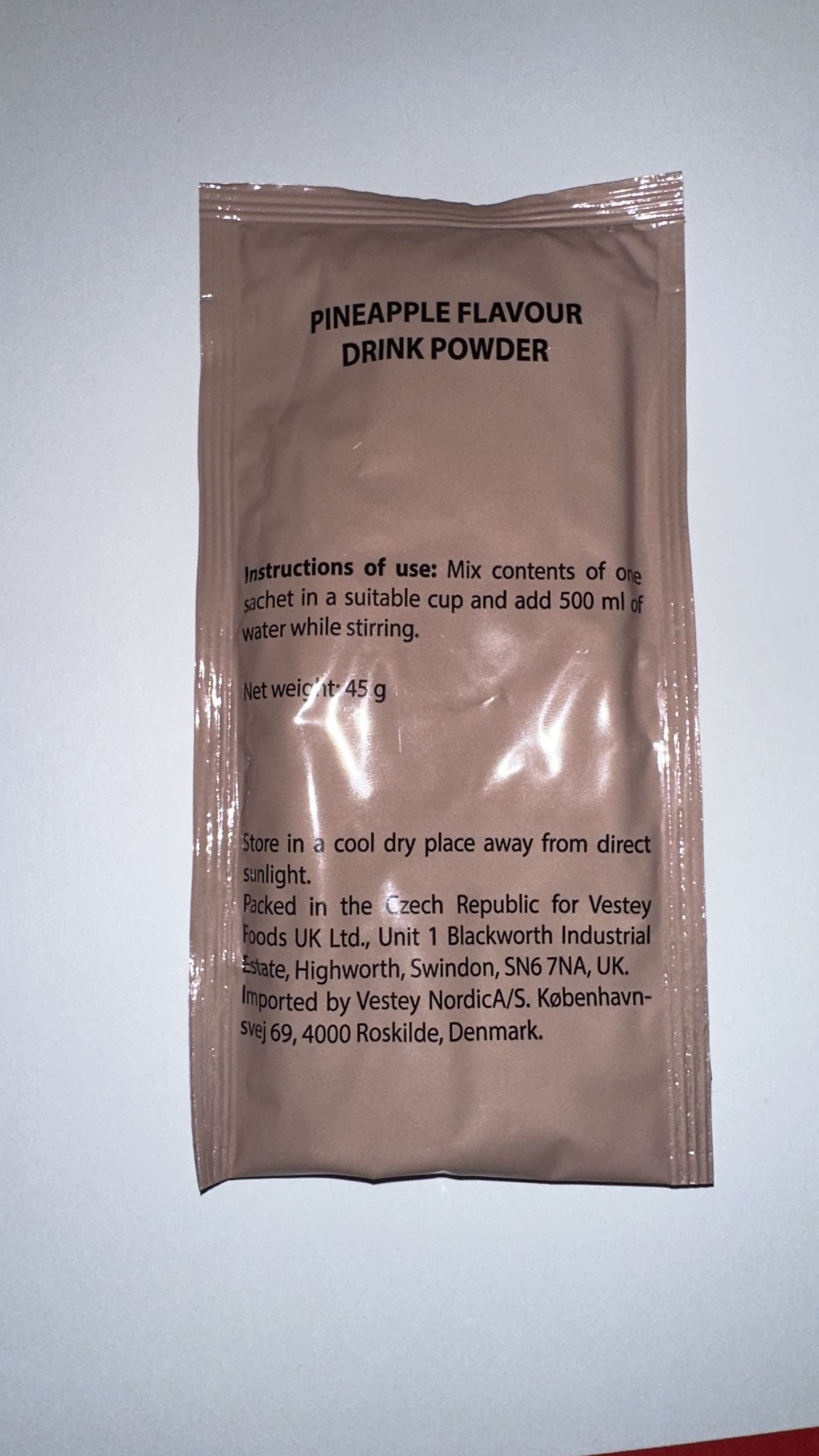 British army Ration Pack Accessory - pineapple Flavour Drink Powder 45g