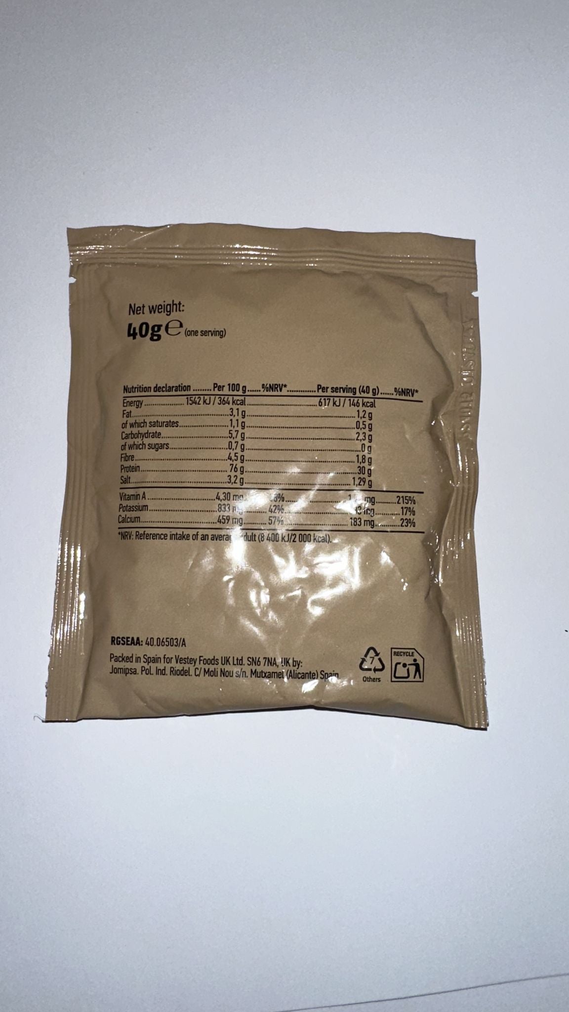 British army Ration Pack - strawberry flavour Protein Drink Powder Flavour 40g