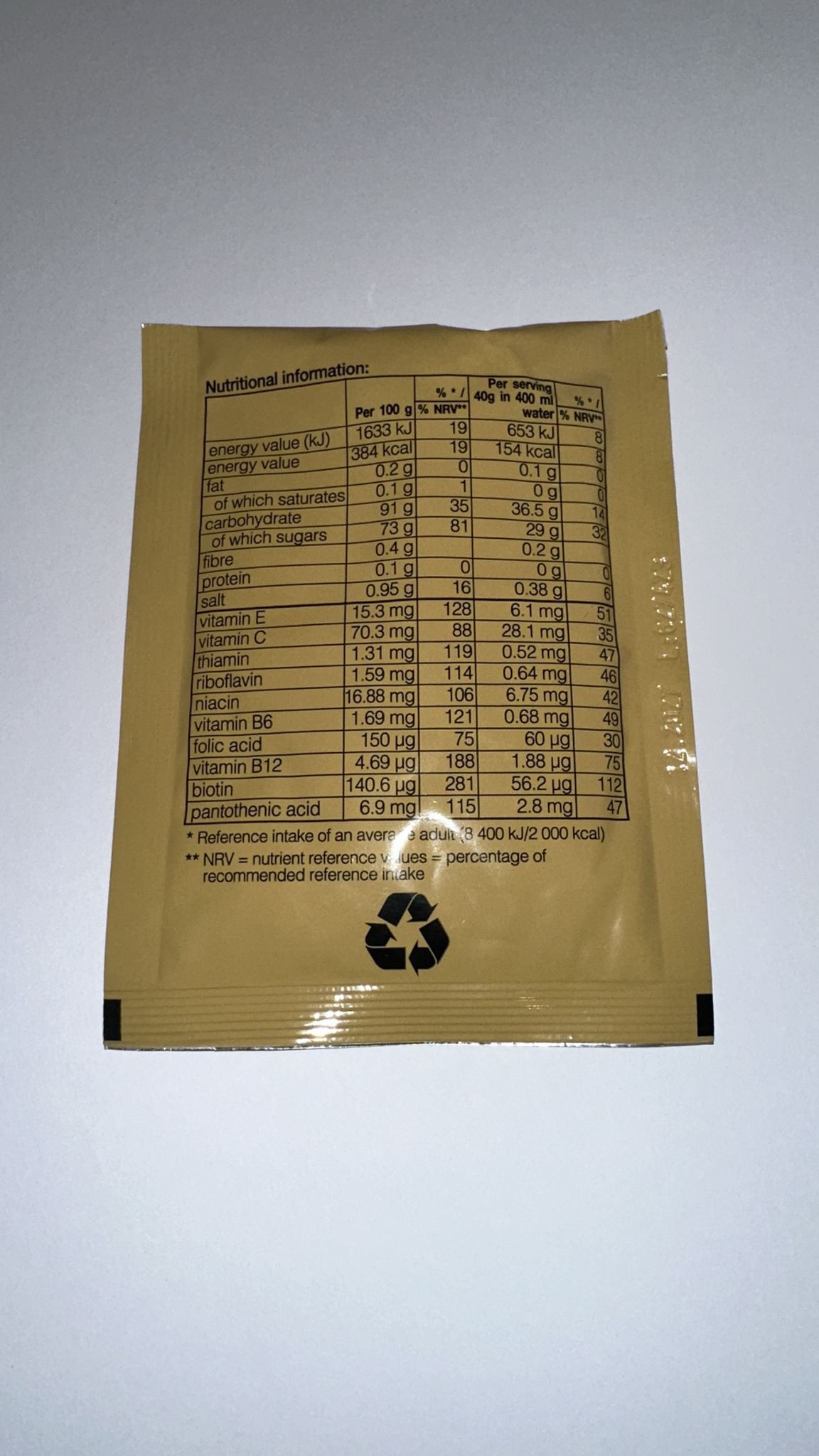 British army Ration Pack - Cherry Fruit Flavour Drink Powder 40g