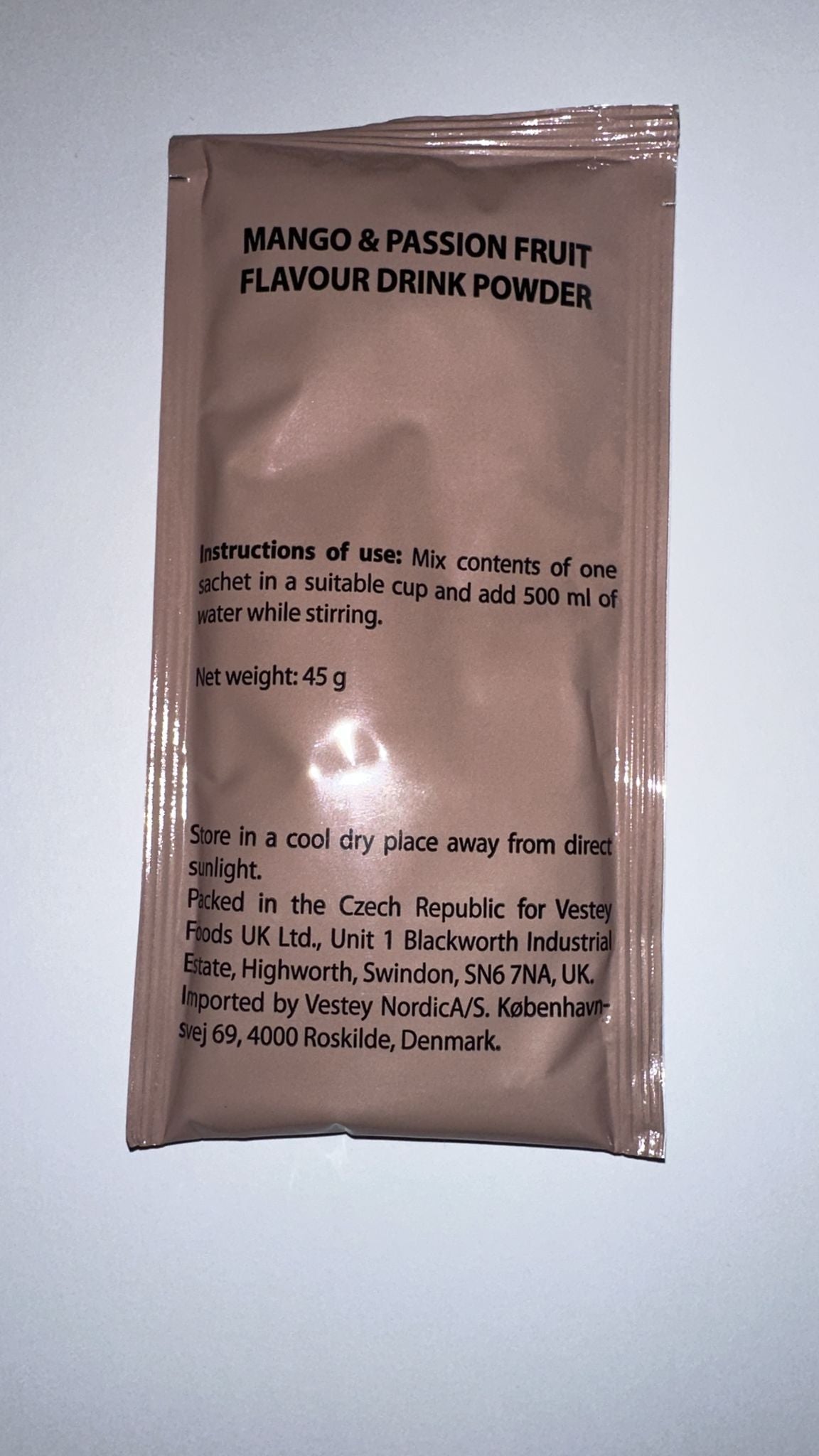 British army Ration Pack Accessory - mango and passion fruit Flavour Drink Powder 45g