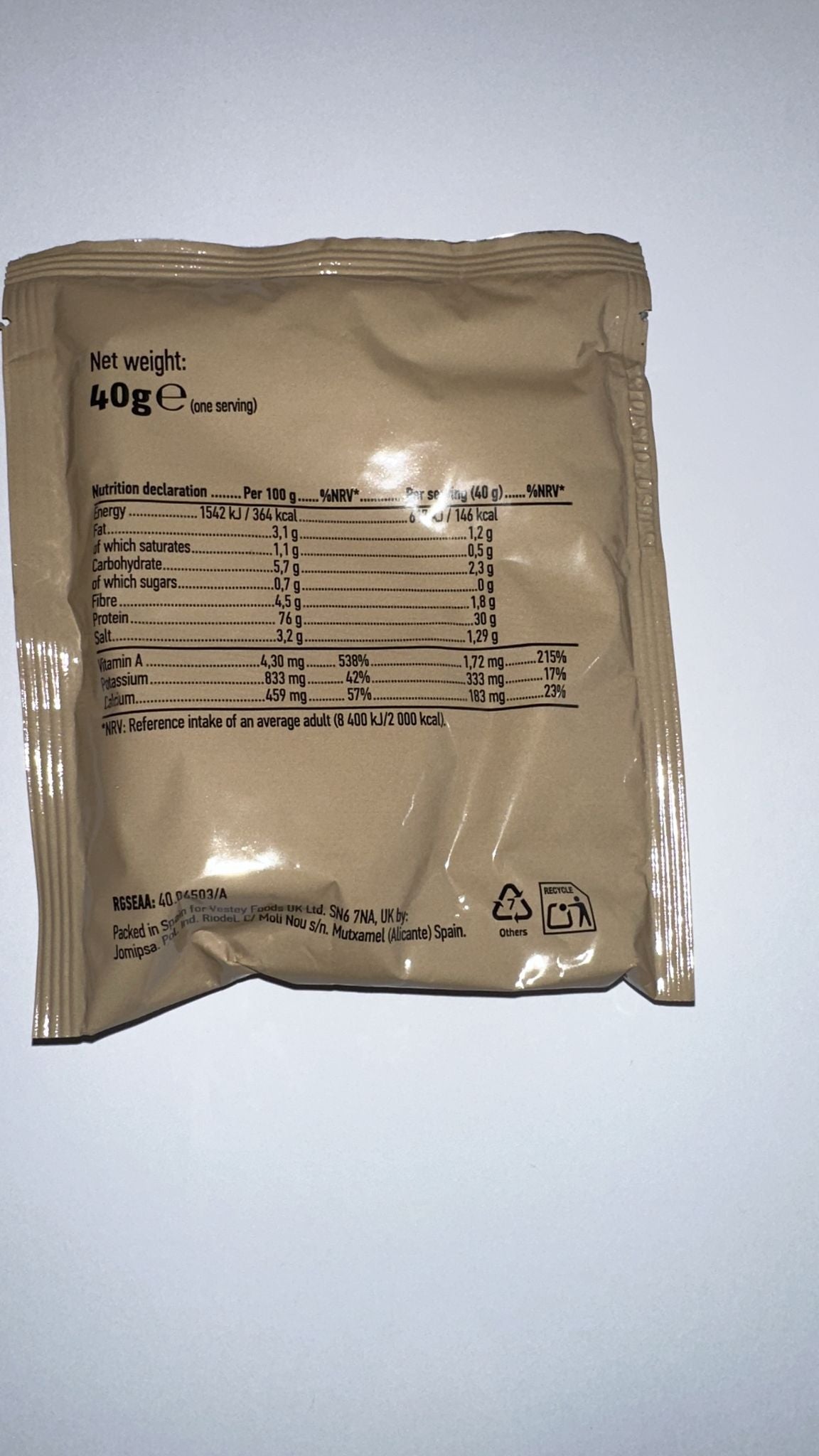 British army Ration Pack - banana flavour Protein Drink Flavour 40g
