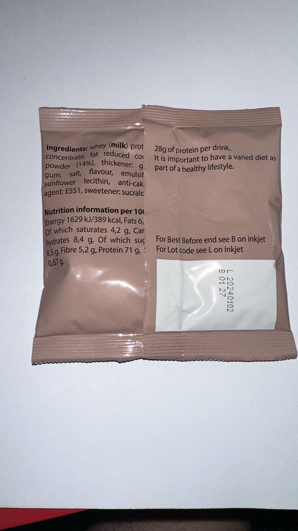 British army Ration Pack - chocolate high Protein Drink Flavour 40g