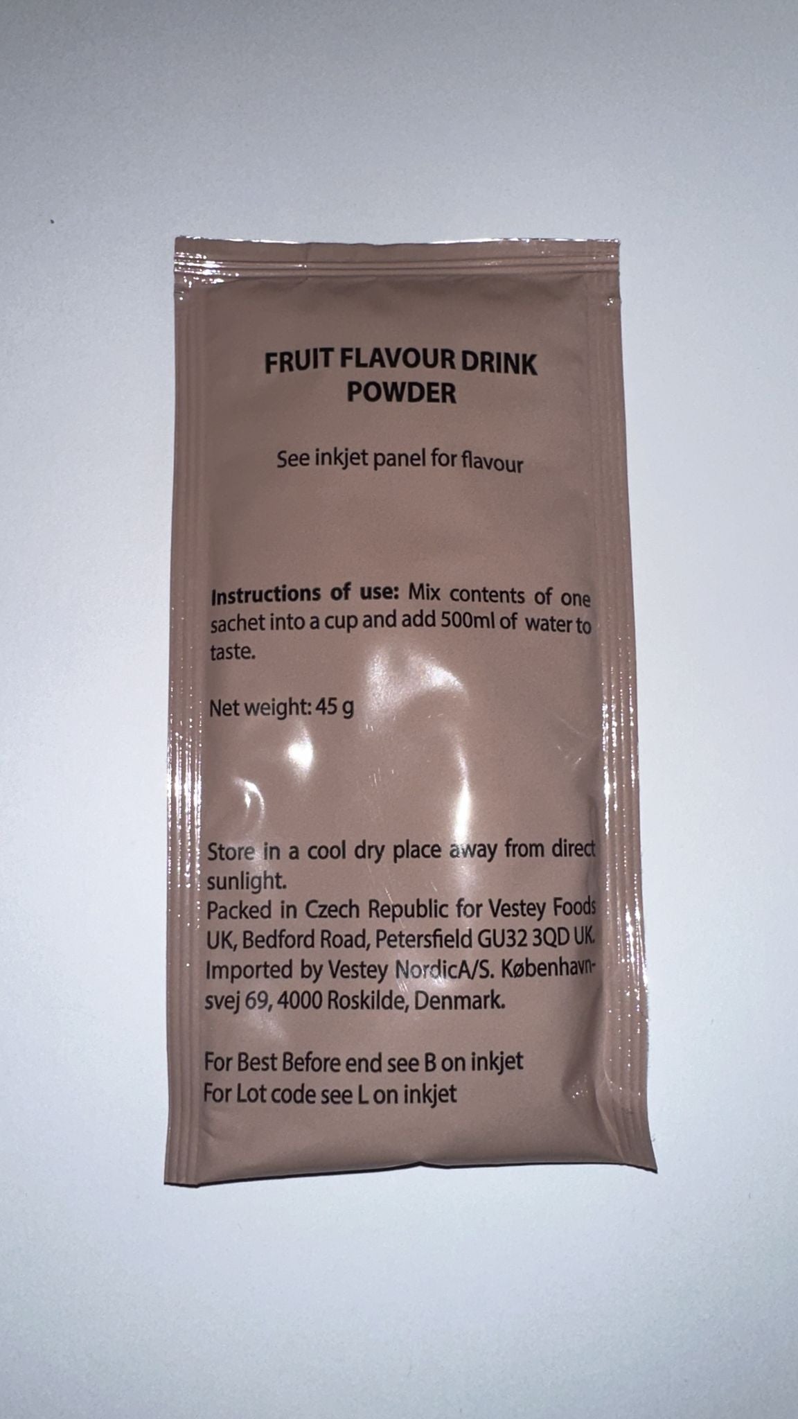 British army Ration Pack Accessory - Fruit Flavour Drink Powder 45g