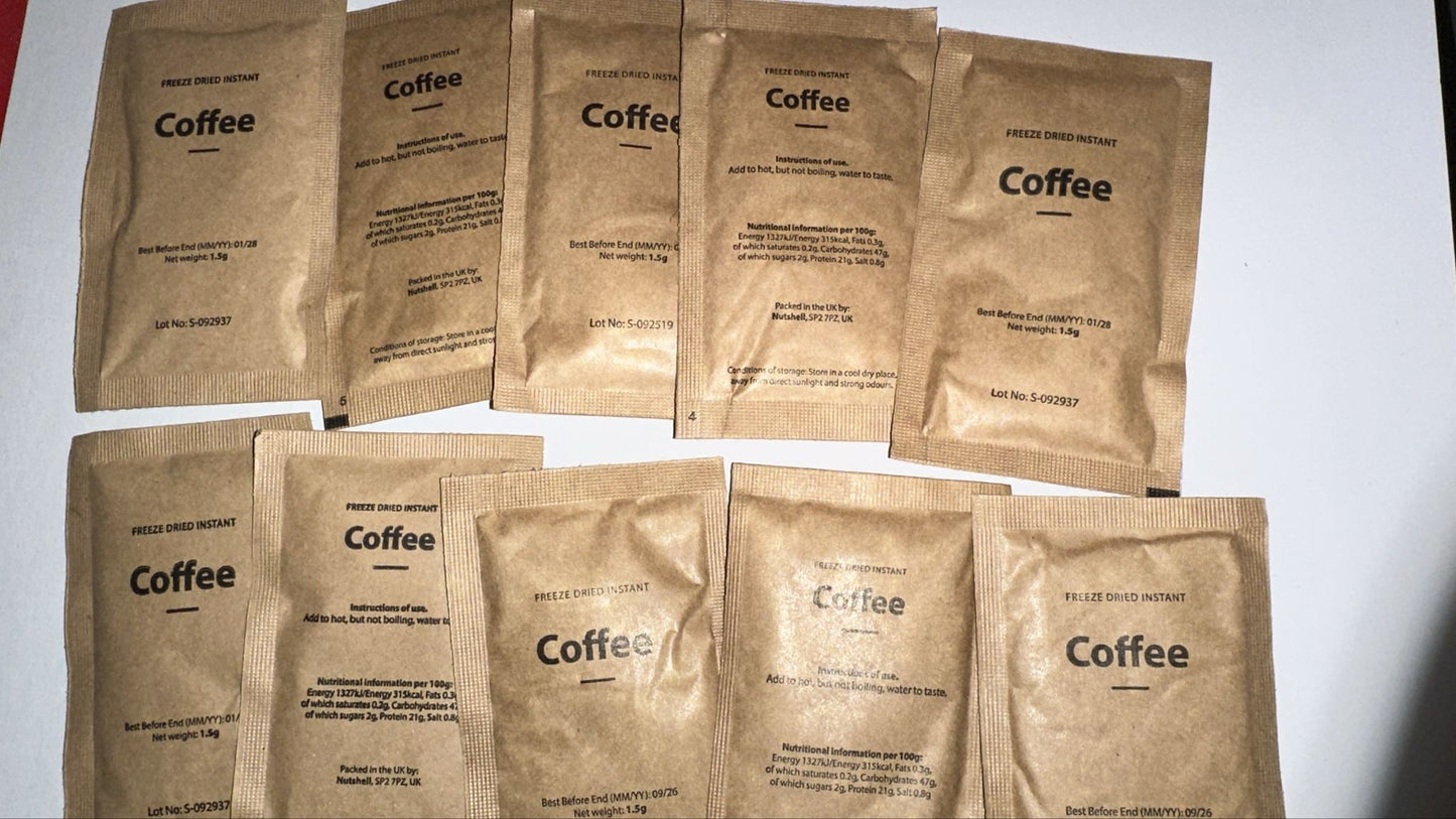 British Army Ration Pack - Freeze Dried Coffee Sachets x10