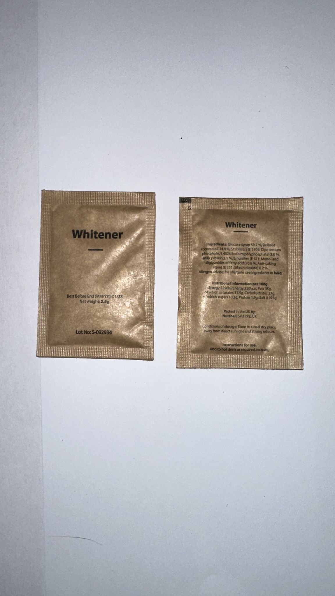 British Army Ration Pack - hot drink whitener Sachets pack of 20