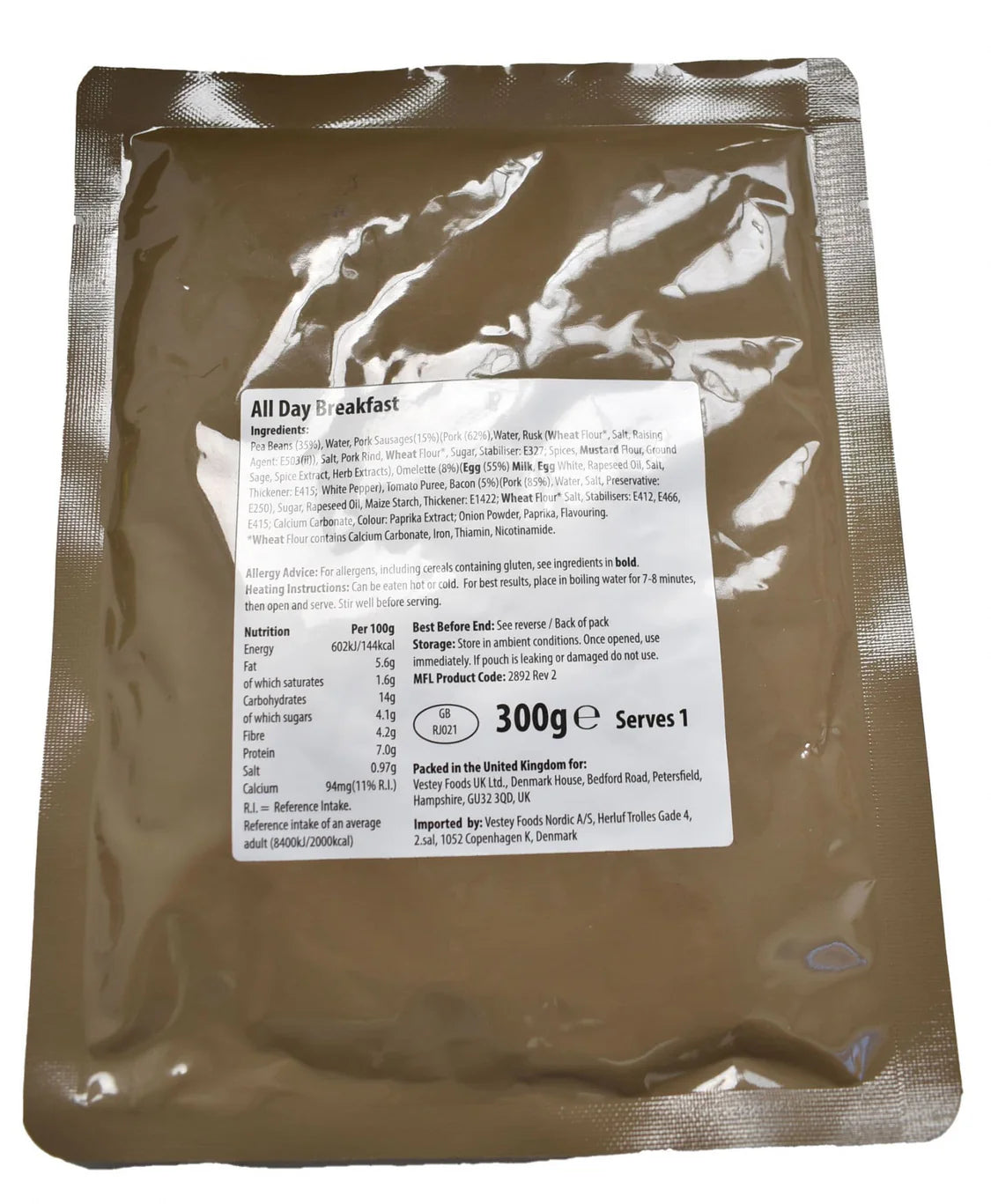 British army Ration Main Meal Pouch - All Day Breakfast 300g