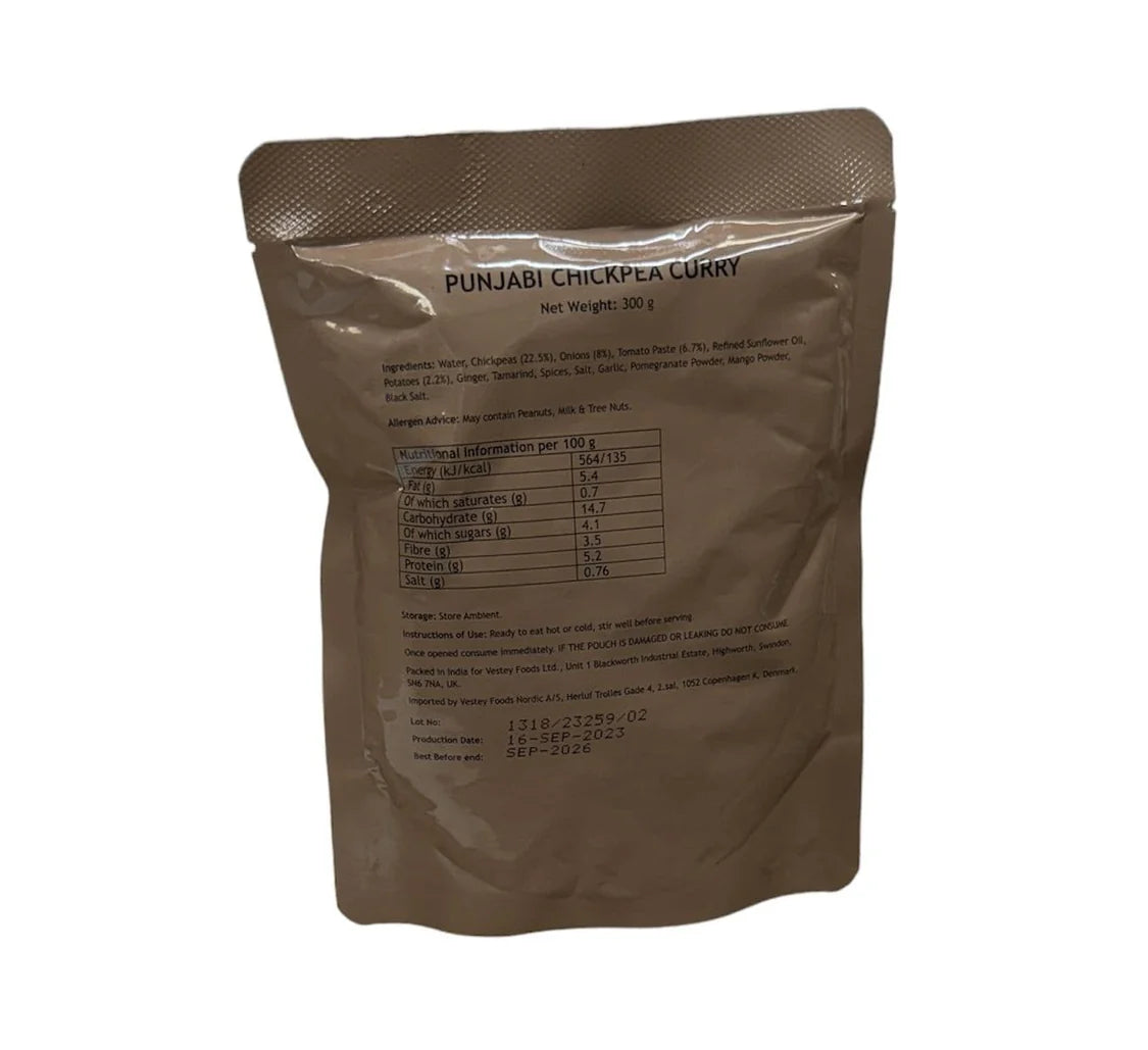 British army Ration Main Meal Pouch - Punjabi Chickpea Curry 300g