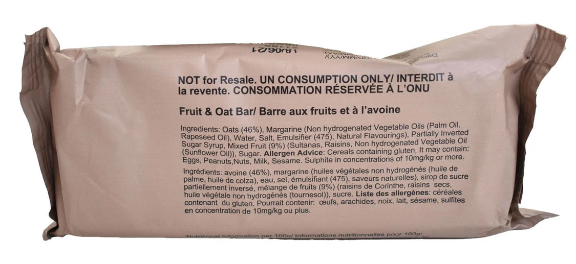 British army Ration Pack Accessory - Fruit & Oat Flapjack Bar 110g