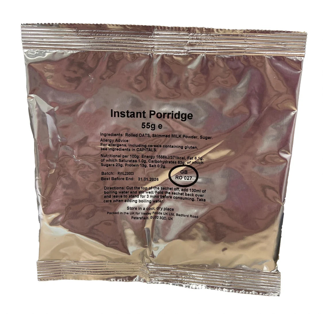 British Army Ration Pack Meal Pouch Instant Breakfast Porridge 55g