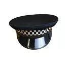 Ex Police Black Peaked Cap Checked Band