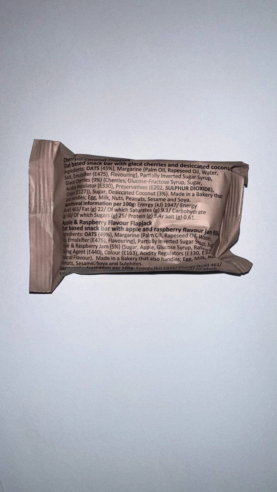 British Military Ration Pack Accessory - apple and raspberry Flapjack 50g
