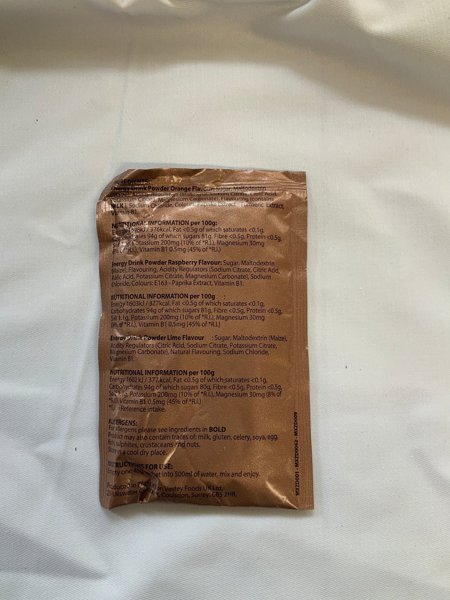 British Military Ration Pack Accessory - Lime Flavour Drink Powder 45g