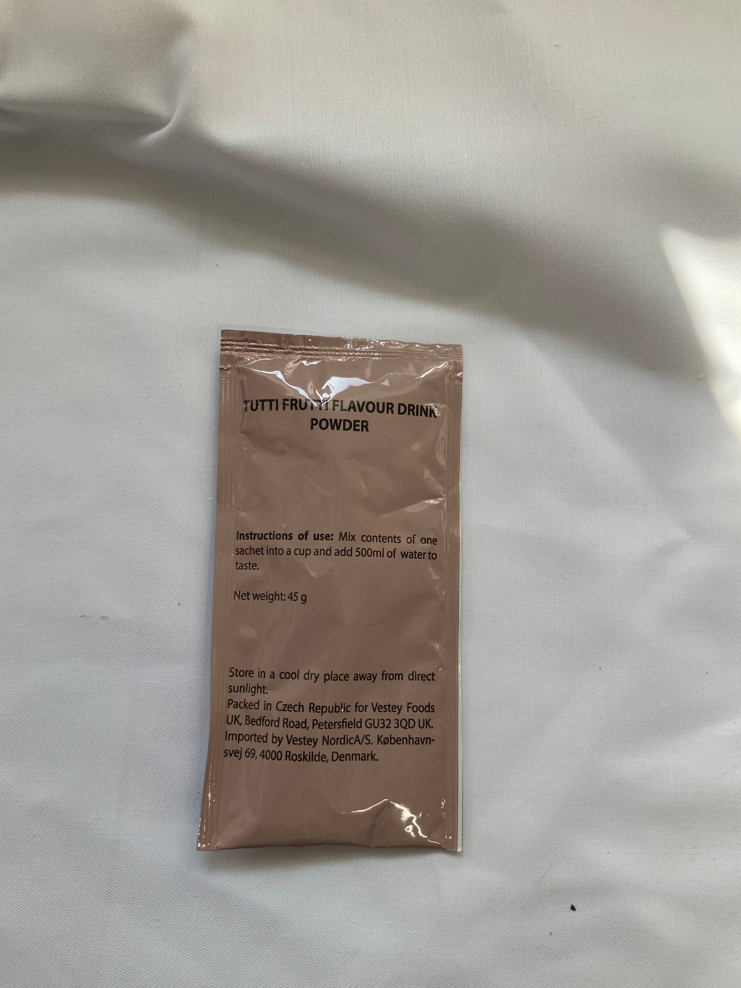 British Military Ration Pack Accessory - Tutti Frutti Flavour Drink Powder 45g