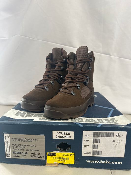 British army issue Haix Desert Combat High Liability Brown female Boots Size 5W BRAND NEW #10
