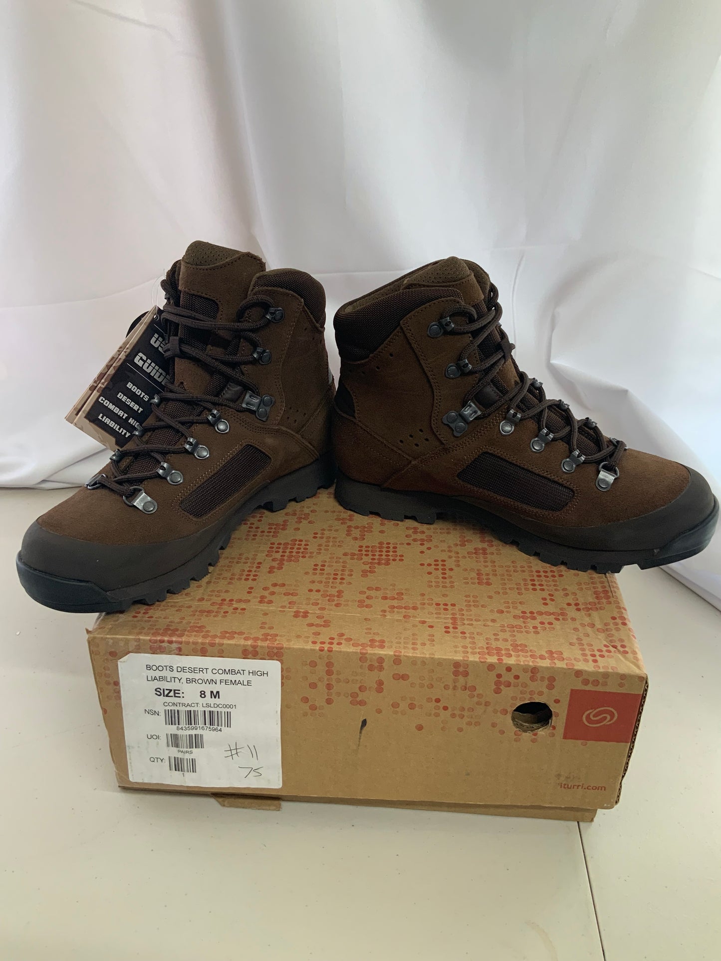 British army issue ITURRI desert combat high liability female brown boots 8M BRAND NEW #11