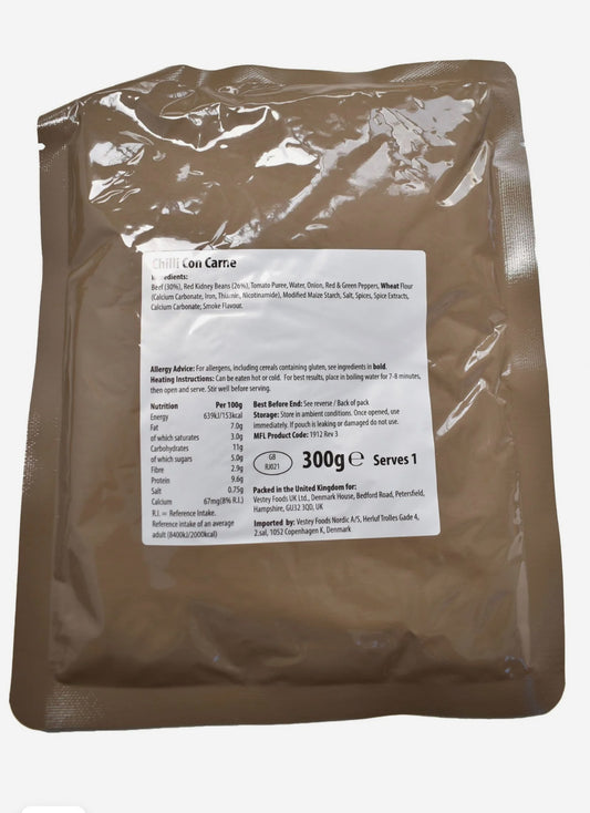 British Army Ration Main Meal Pouch - Chilli Con Carne 300g