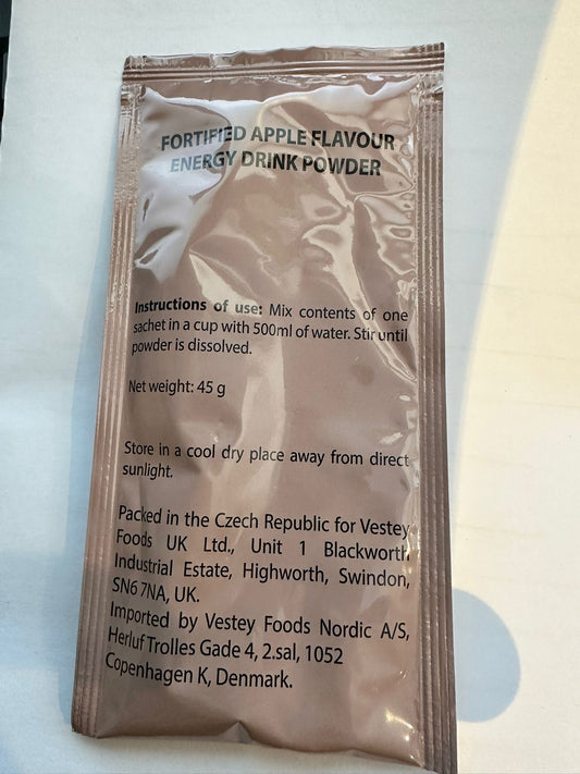 British army Ration Pack  - fortified apple energy Drink Powder 45g