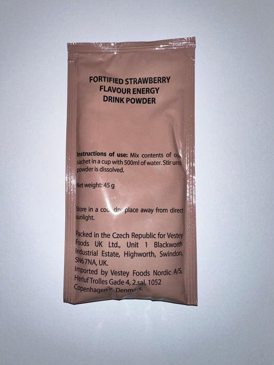 British army Ration Pack -  fortified strawberry energy Drink Powder 45g