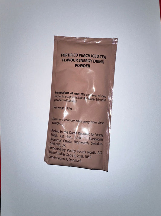 British army Ration Pack -  fortified peach iced tea energy Drink Powder 45g