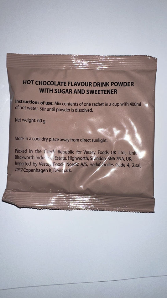 British army Ration Pack  - Hot Chocolate flavour drink powder with sugar and sweetener