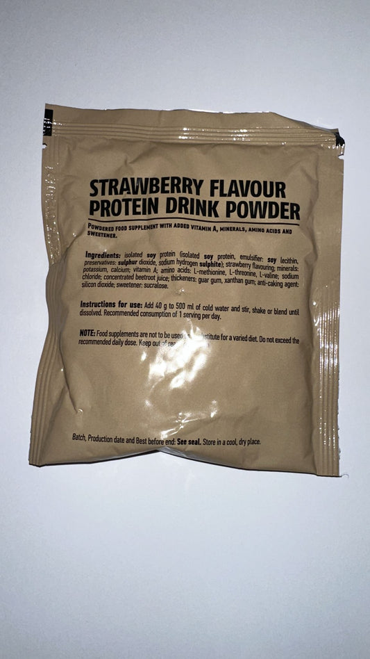 British army Ration Pack  - strawberry flavour Protein Drink Powder  Flavour 40g