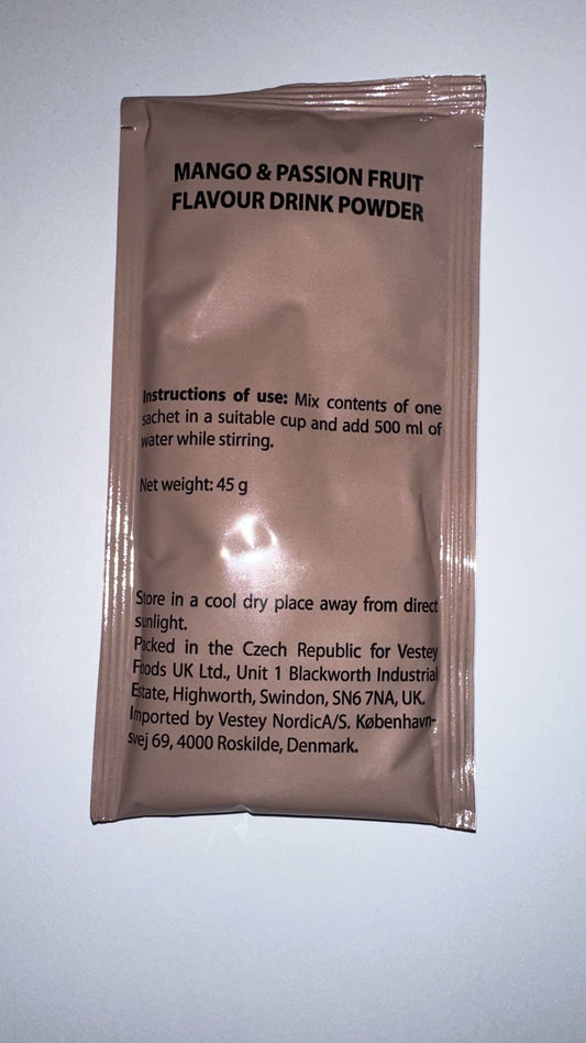 British army Ration Pack Accessory - mango and passion fruit Flavour Drink Powder 45g