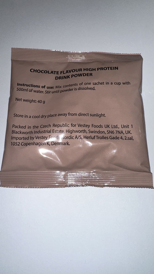 British army Ration Pack  - chocolate high Protein Drink Flavour 40g