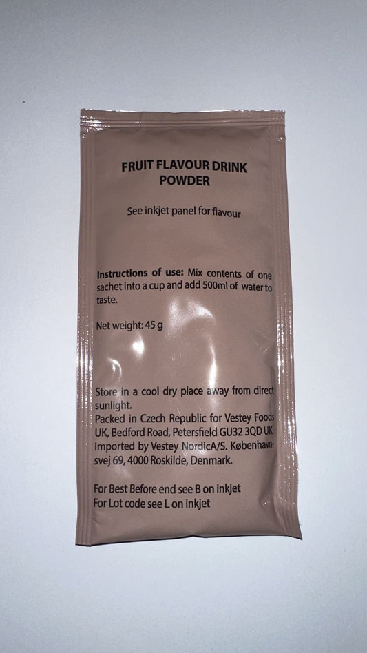 British army Ration Pack Accessory - Fruit Flavour Drink Powder 45g