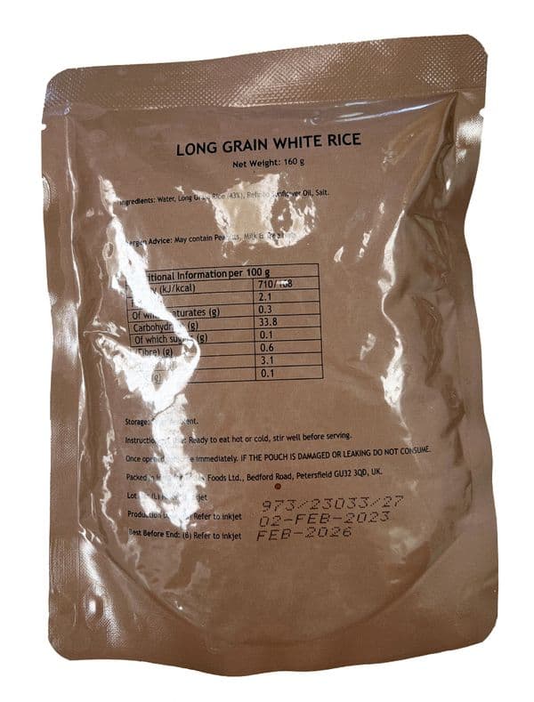 British Army Ration Meal Pouch - Cooked Rice – The Military Surplus Store