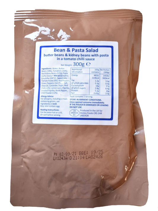 British Army Ration Main Meal Pouch - Bean & Pasta Salad 300g