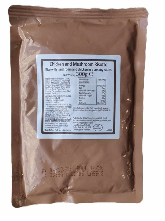British army Ration Main Meal Pouch - Chicken & Mushroom Risotto 300g
