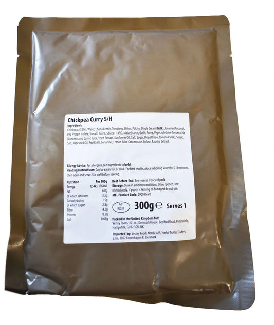 British Army Ration Main Meal Pouch - Chickpea Curry 300g