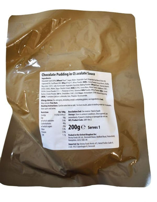 British Military Ration Main Meal Pouch - Chocolate Pudding In Chocolate Sauce 200g