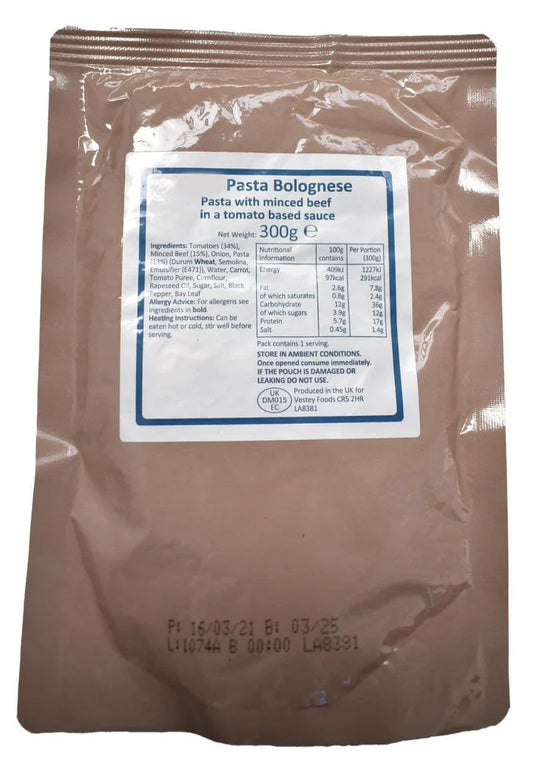 British Army Ration Main Meal Pouch - Pasta Bolognese 300g