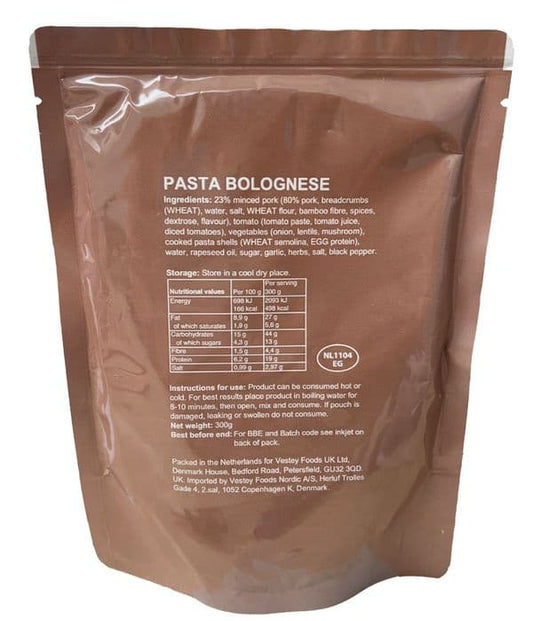 British Military Ration Main Meal Pouch - Pork Pasta Bolognese 300g