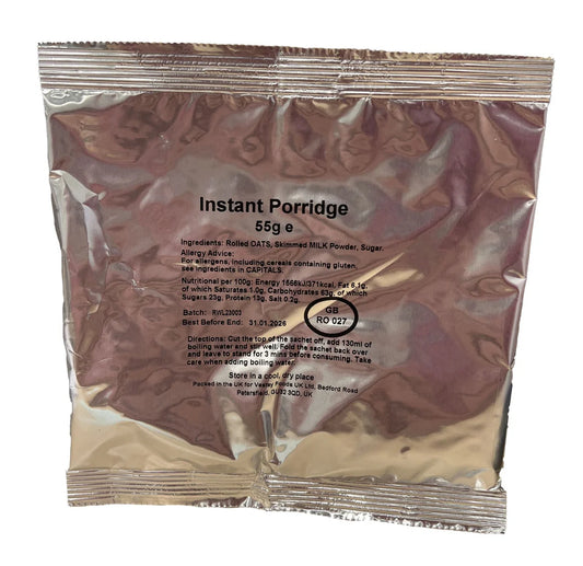 British Army Ration Pack Meal Pouch Instant Breakfast Porridge 55g